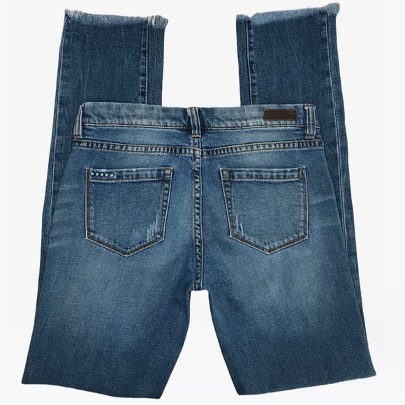 Blank NYC Distressed Raw-Hem Deep Cuff Straight Jeans 26 - Picture 12 of 14